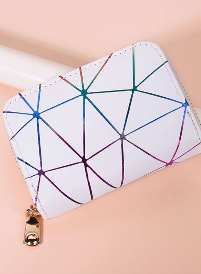 Sharpdo Rhombic Patterned Women Card Holder Bag White/Black/Purple - Image 5